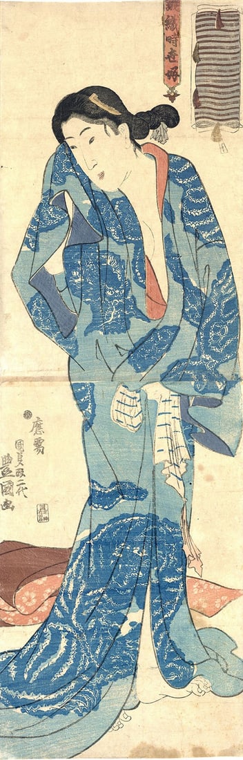 Vertical Bijin ga Beauty Toyokuni II Ukiyo e Japanese Woodblock Print: Vertical Bijin ga Beauty Toyokuni II Ukiyo e Japanese Woodblock Print Item Specifics: Artist: Toyokuni II Subject: Bijin-ga (Beautiful Women) Material: Paper Style: Japanese Product Disclaimer: Please