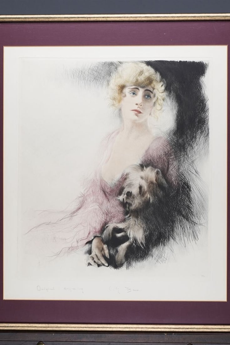 Carl Josef Bauer Woman with Small Dog Signed Color Etching Art Deco Framed: Carl Josef Bauer Woman with Small Dog Signed Color Etching Art Deco Framed Item Specifics: Unit Of Sale: Single Piece Artist: Carl Josef Bauer Signed By: Carl Josef Bauer Image Orientation: Portrait S