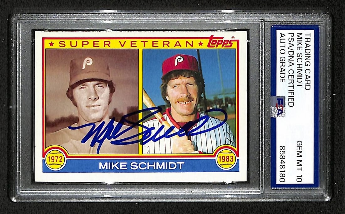 1983 Topps Card #301 Mike Schmidt Signed Phillies HOF PSA Auto DNA GEM 10 208777 (1 of 2)