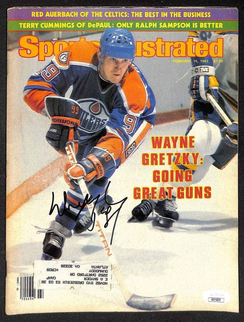 1982 Signed Wayne Gretzky HOF Oilers Sports Illustrated Autographed: 1982 Signed Wayne Gretzky HOF Oilers Sports Illustrated Autographed Signed by Wayne Gretzky in 1982, this Sports Illustrated photo features the legendary hockey player in his Oilers jersey, showcasing