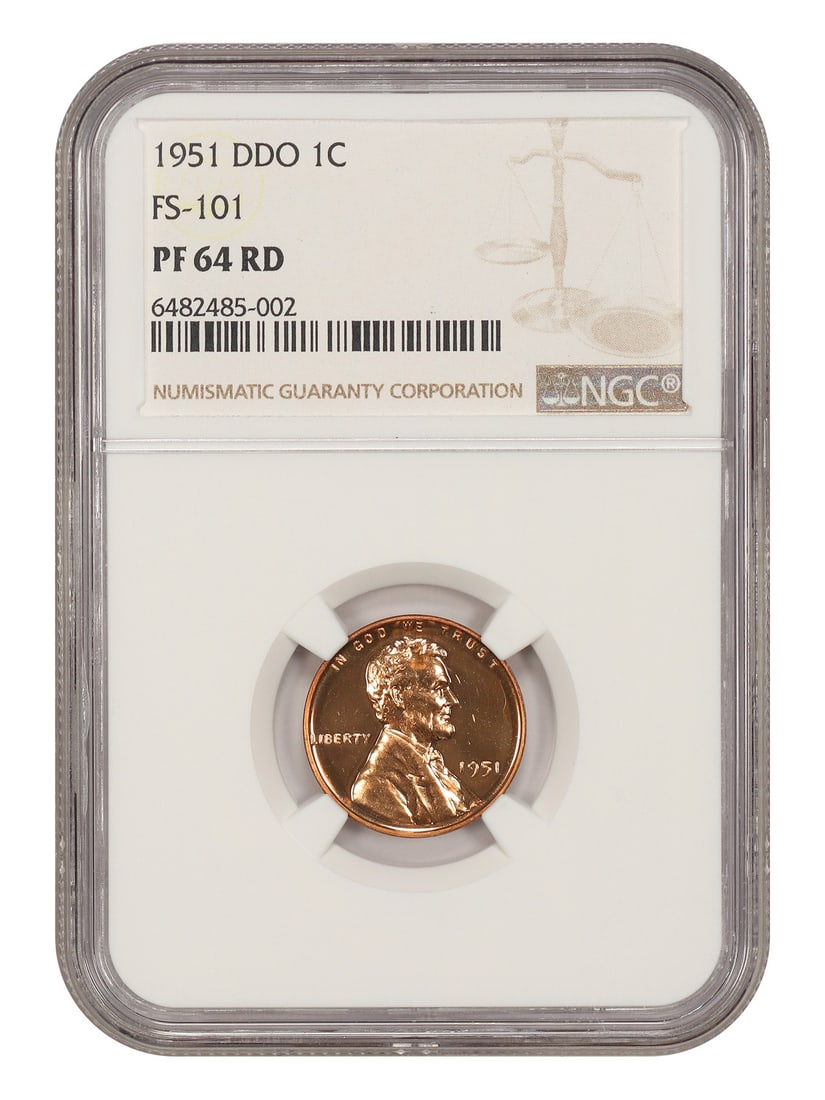Lincoln Cent Wheat Reverse 1C 1951 PR64RD DDO FS-101: Lincoln Cent Wheat Reverse 1C 1951 PR64RD DDO FS-101 The 1951 Lincoln Cent Wheat Reverse 1C is a stunning example of American coinage, featuring a rich reddish-brown color and a high level of preserva