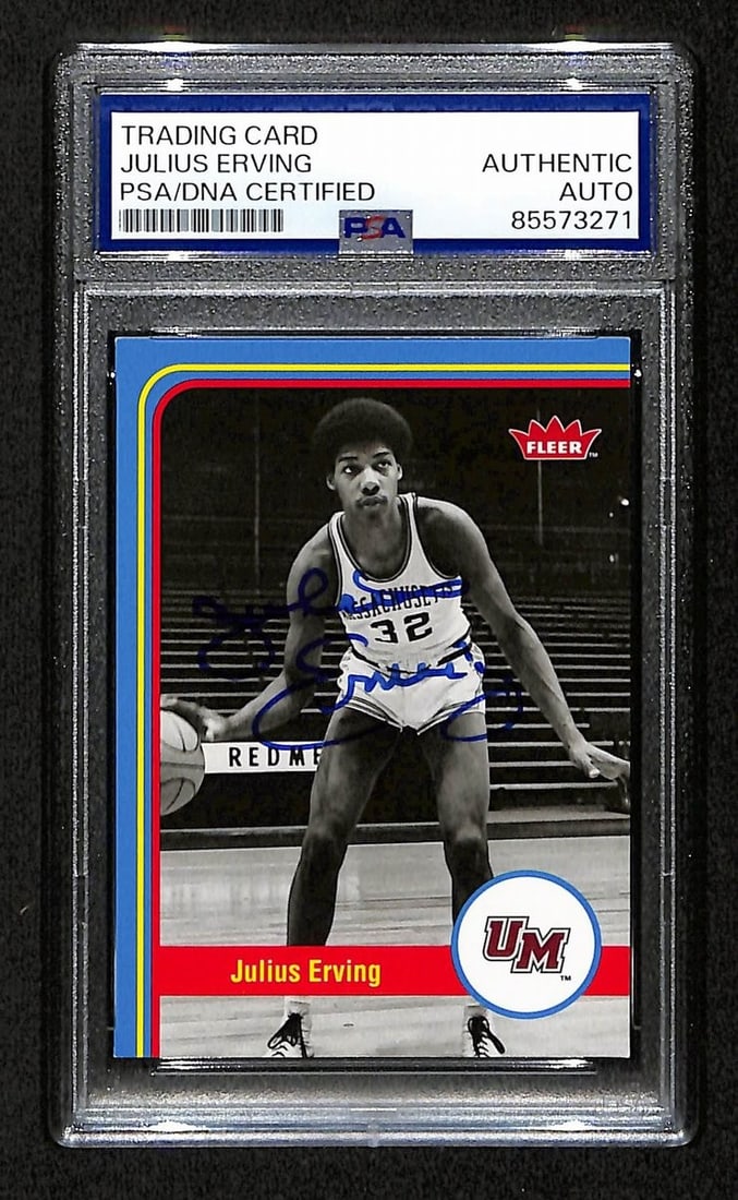 Julius Dr J Erving HOF Signed Auto 2012 Fleer Retro Card PSA DNA: Julius Dr J Erving HOF Signed Auto 2012 Fleer Retro Card PSA DNA Signed by Julius Erving, a Hall of Fame basketball legend, this 2012 Fleer Retro Card features a DNA authentication from PSA, verifying