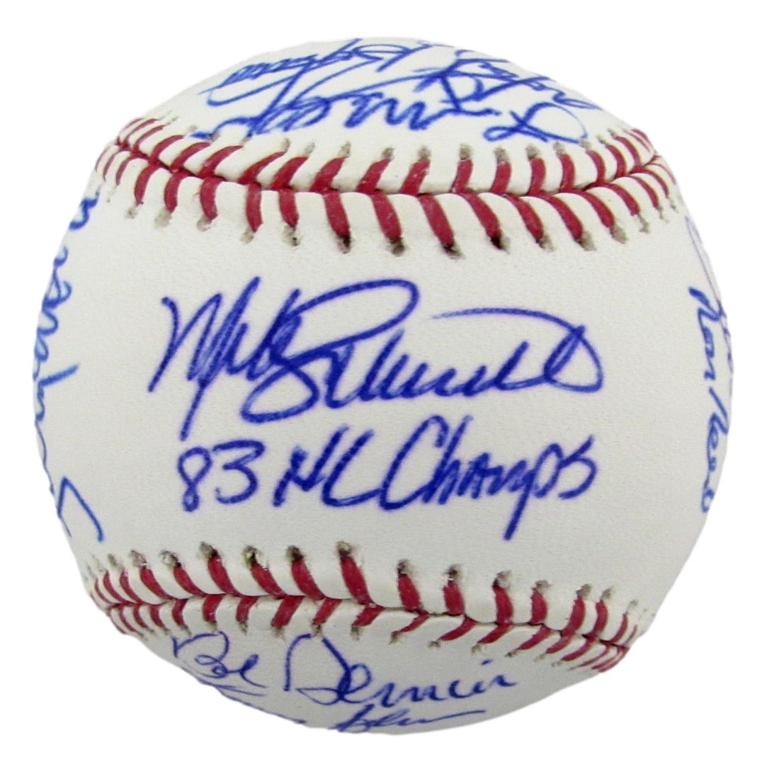 1983 Philadelphia Phillies Team-Signed OML Baseball (20) No Carlton 212603: 1983 Philadelphia Phillies Team-Signed OML Baseball (20) No Carlton 212603 Signed by 20 members of the 1983 Philadelphia Phillies team, this original OML baseball is a unique piece of baseball history