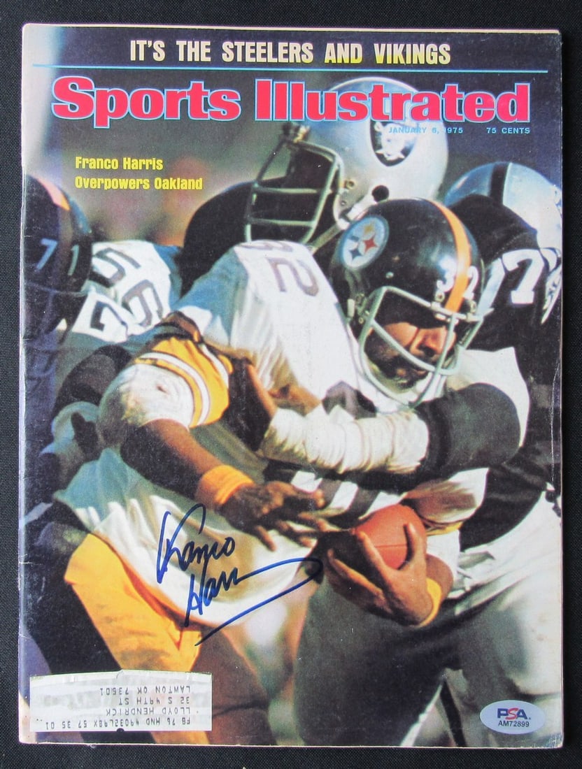 Franco Harris HOF Signed 1975 Sports Illustrated Magazine Steeler PSA/ DNA 184611: Franco Harris HOF Signed 1975 Sports Illustrated Magazine Steeler PSA/ DNA 184611 Item Specifics: Original/Reprint: Original Product: Magazine Sport: Football Signed: YES Product Disclaimer: Not affil