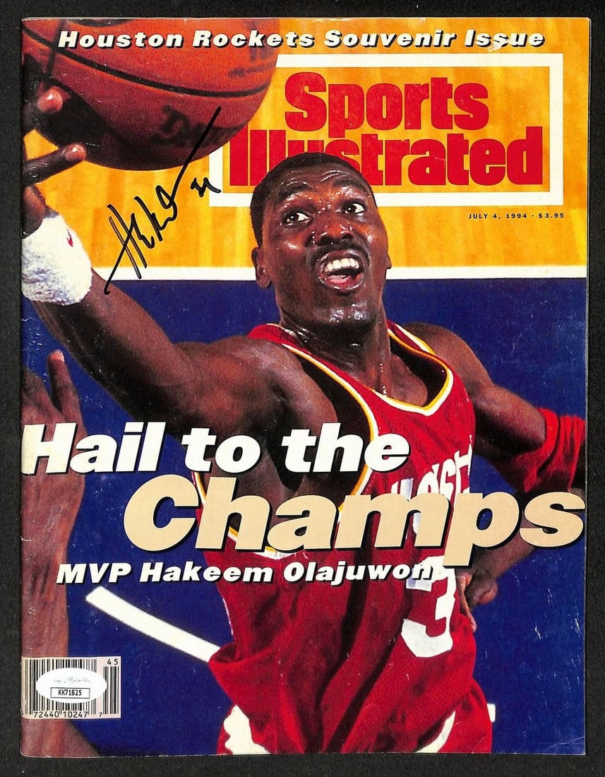 Hakeem Olajuwon HOF Signed 1994 Sports Illustrated Rockets JSA 212088: Hakeem Olajuwon HOF Signed 1994 Sports Illustrated Rockets JSA 212088 Item Specifics: Original/Reprint: Original Product: Photo Product Disclaimer: Not affiliated with any team or league. Signatures a