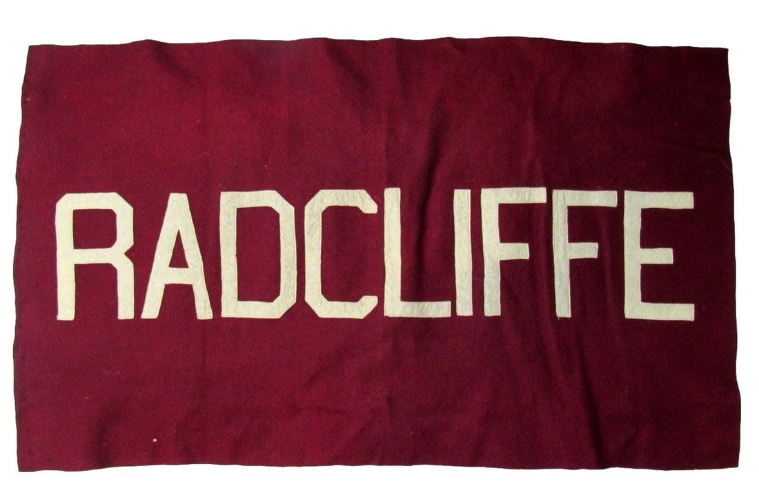 Vintage Radcliffe College 34x20 Maroon Felt Banner 208925 (1 of 2)