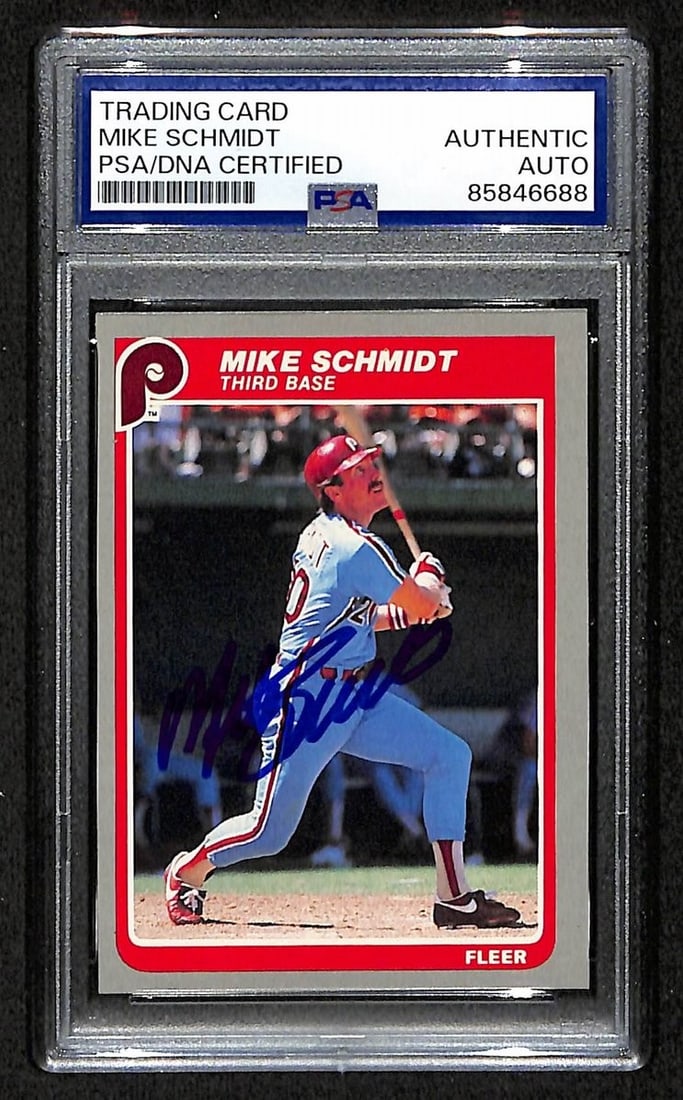 Mike Schmidt HOF 1985 Fleer Card #265 Phillies Signed Autographed PSA DNA 209361 (1 of 2)