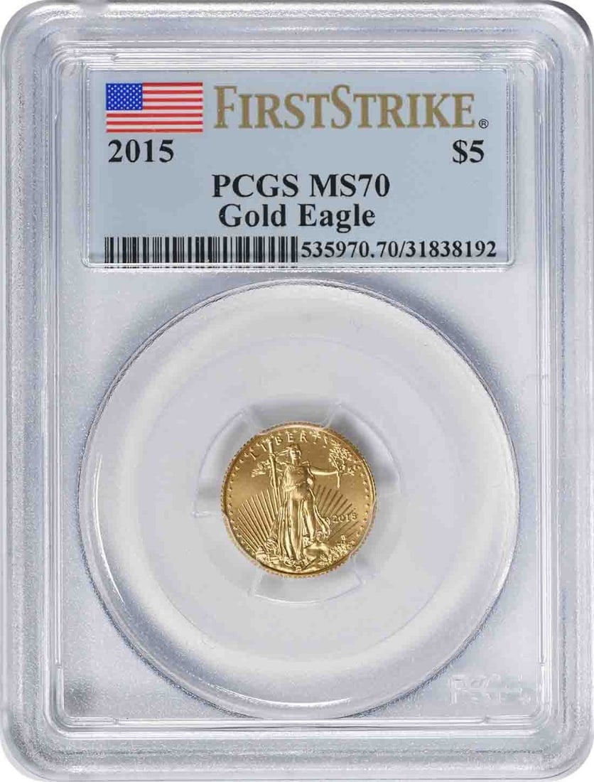 MS70 PCGS First Strike American Gold Eagle: MS70 PCGS First Strike American Gold Eagle MS70 PCGS First Strike American Gold Eagle, certified by the prestigious Professional Coin Grading Service (PCGS) with a flawless MS70 grade, boasts a stunni