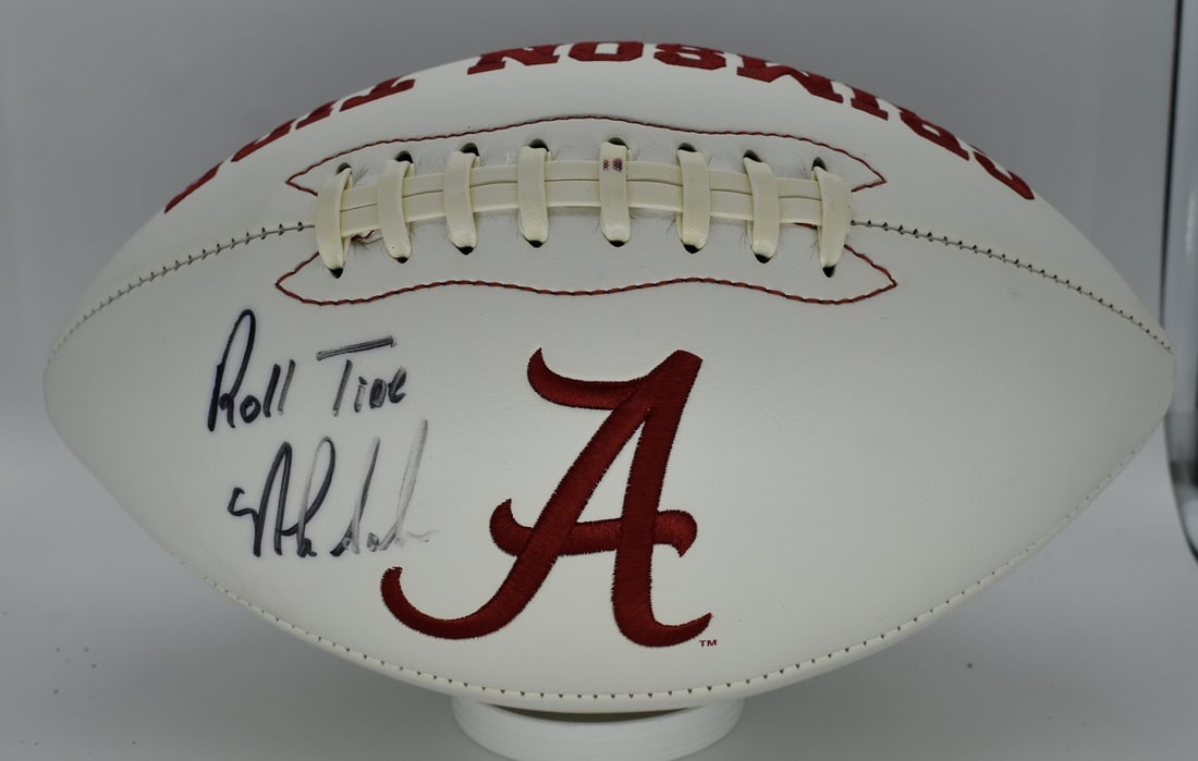 Nick Saban Signed/ Autographed Alabama Crimson Tide Logo Football BAS 212314: Nick Saban Signed/ Autographed Alabama Crimson Tide Logo Football BAS 212314 Signed by Nick Saban, the legendary coach of the Alabama Crimson Tide, this officially licensed football features the