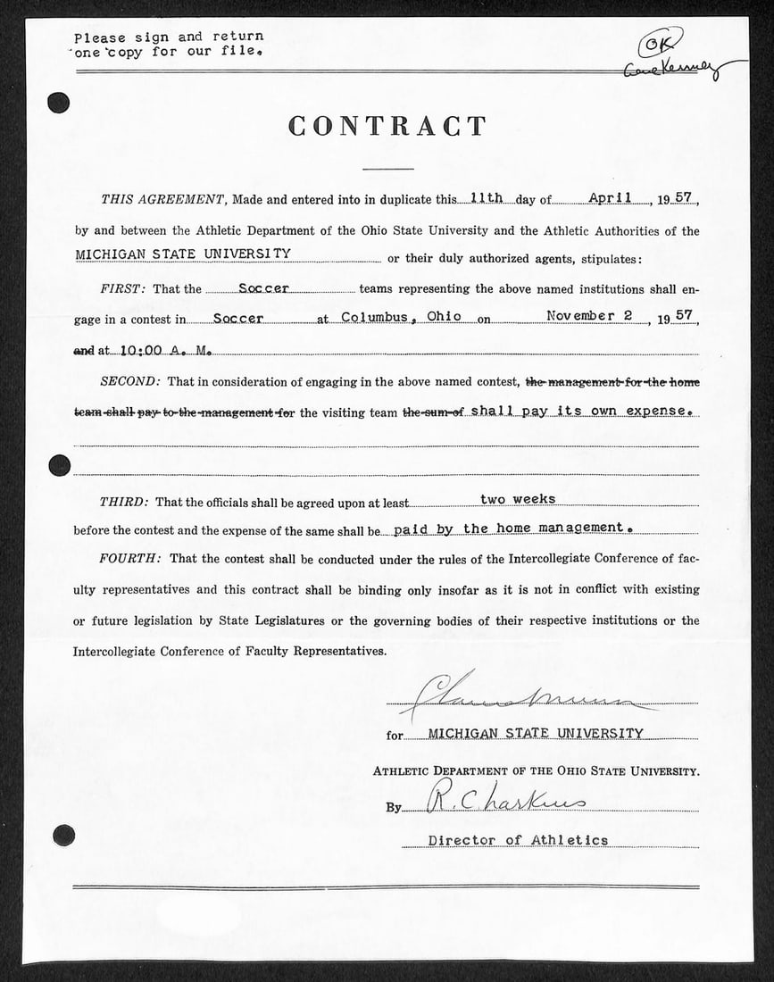 Biggie Munn HOF Michigan State Head Coach Signed/ Auto Contract JSA BA199647: Biggie Munn HOF Michigan State Head Coach Signed/ Auto Contract JSA BA199647 Signed by the legendary Biggie Munn, a Michigan State Head Coach, this auto contract bears the unmistakable mark of a