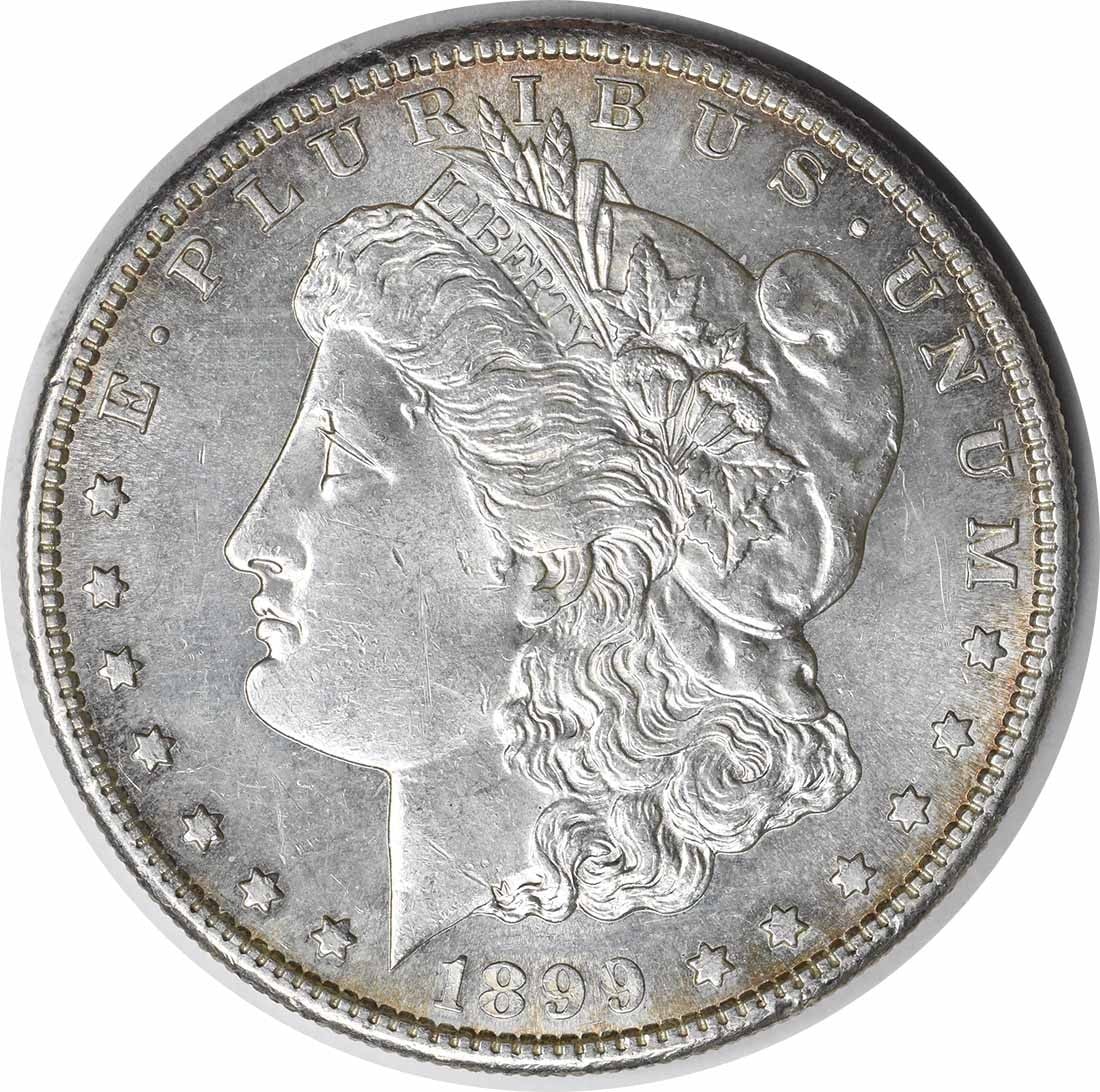 Silver Dollar AU Slider Uncertified Morgan 1899-S: Silver Dollar AU Slider Uncertified Morgan 1899-S Silver Dollar AU Slider Uncertified Morgan 1899-S is a circulated 1899-S Morgan dollar featuring a reeded edge and a San Francisco mint mark. This 90%