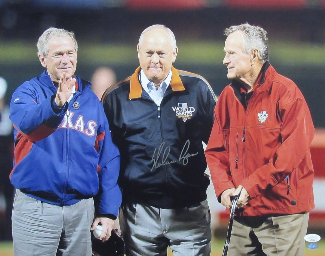 Nolan Ryan HOF Autographed 16x20 Photo w/ George Bush 41&43 Rangers JSA 179615: Nolan Ryan HOF Autographed 16x20 Photo w/ George Bush 41&43 Rangers JSA 179615 Item Specifics: Sport: Baseball Product: Photo Original/Reprint: Original Team: Texas Rangers Autograph Authentication: J