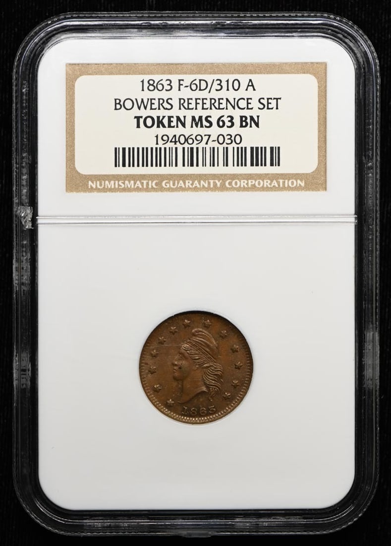 F 6D 310 MS63BN NGC 1863 CIVIL WAR TOKEN ARMY NAVY: F 6D 310 MS63BN NGC 1863 CIVIL WAR TOKEN ARMY NAVY The 1863 Army Navy token is a highly detailed and ornate example of Civil War-era currency, boasting an MS63 grade from the NGC grading service. This