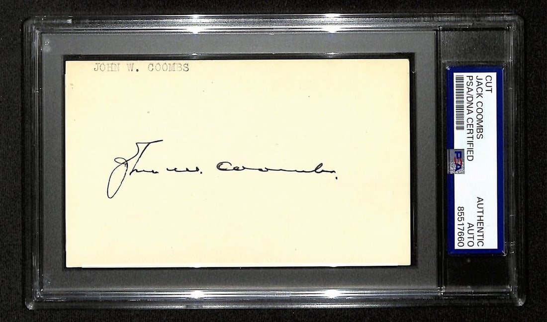 Jack Coombs Signed Cut on 3x5 Index Card Philadelphia Athletics PSA/ DNA 196988: Jack Coombs Signed Cut on 3x5 Index Card Philadelphia Athletics PSA/ DNA 196988 Item Specifics: Original/Reprint: Original Product: Index Card Sport: Baseball Product Disclaimer: Not affiliated with a
