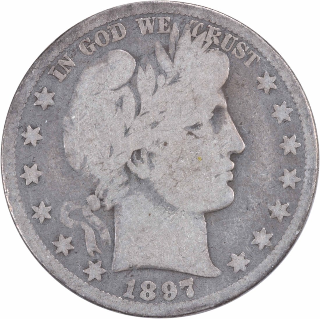 Uncertified 1897 O Barber Half Dollar Silver: Uncertified 1897 O Barber Half Dollar Silver The 1897 O Barber Half Dollar Silver is a circulated example from the iconic Barber coin series, featuring a G grade and a silver composition. This coin be