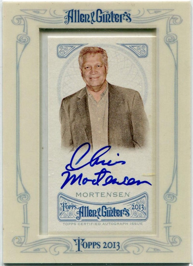 Chris Mortensen 2013 Topps Allen & Ginter Autographed Card #AGA-CM: Chris Mortensen 2013 Topps Allen & Ginter Autographed Card #AGA-CM Autographed Card #AGA-CM by Chris Mortensen, 2013 Topps Allen & Ginter. This card bears a signature from Chris Mortensen, a notable f