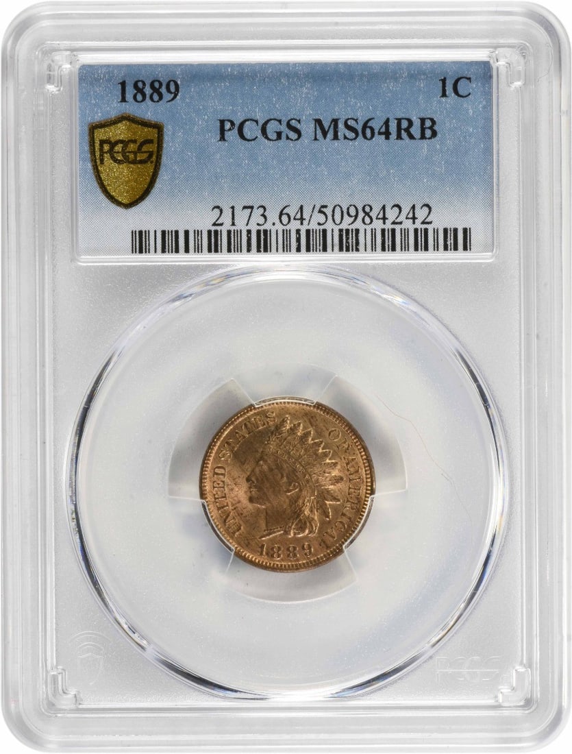MS64RB PCGS RPD S-33 1889 Indian Cent (1 of 3)