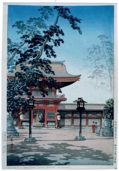 Woodblock Print Hakozaki Hachimangu Shrine Tosa Koitsu (1 of 5)