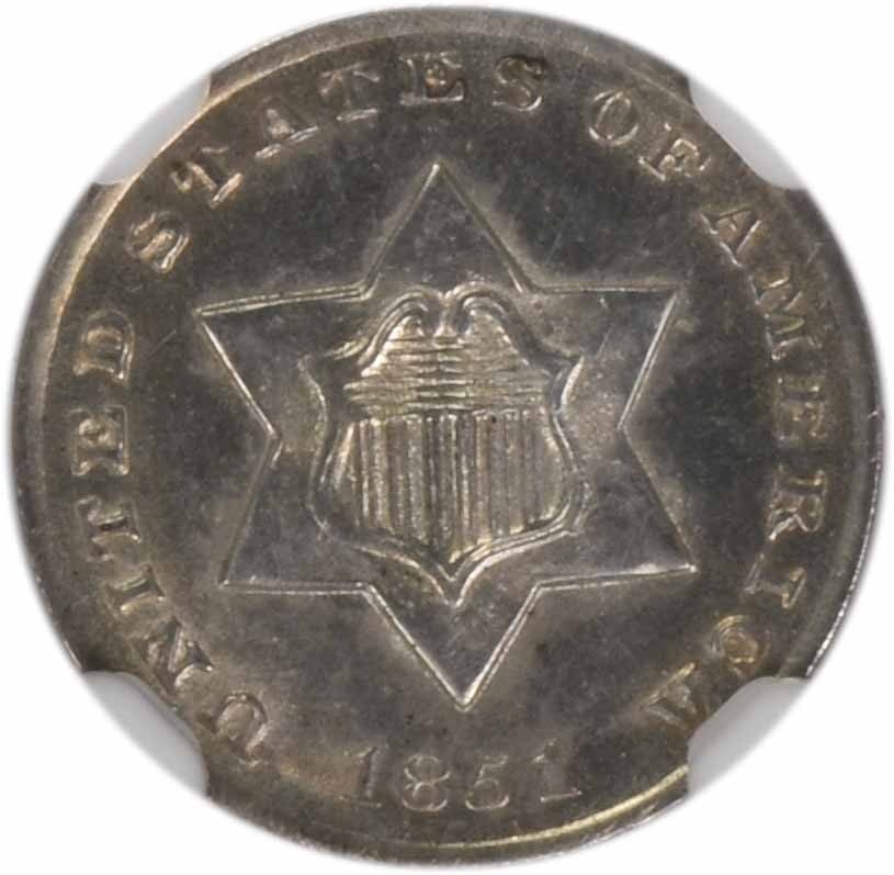 Three Cent Silver MS64 NGC 1851 - 2
