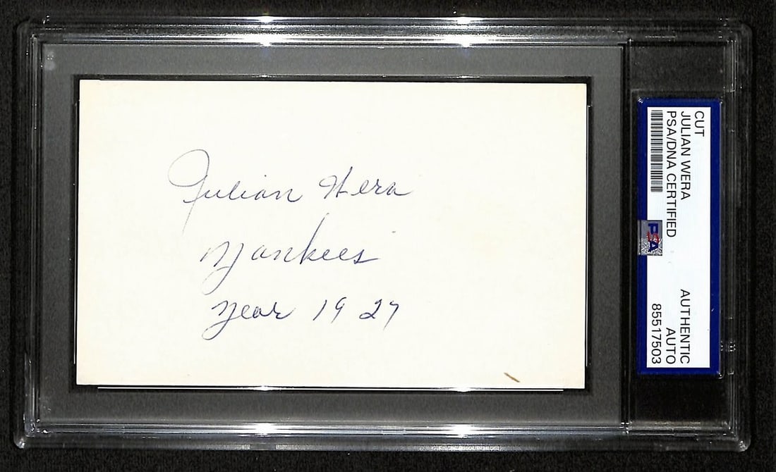 Yankees New York Julian Signed Autographed 3x5 Cut PSA DNA: Yankees New York Julian Signed Autographed 3x5 Cut PSA DNA Item Specifics: Original/Reprint: Original Product: Photo Sport: Baseball Product Disclaimer: Not affiliated with any team or league.