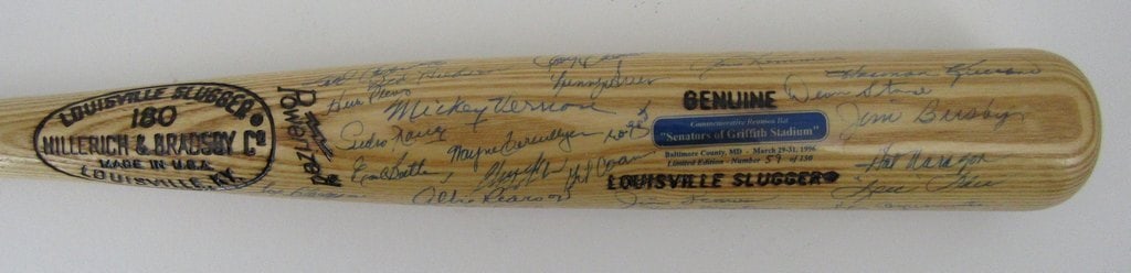 1996 Senators of Griffith Stadium Multi-Signed (25) Louisville Slugger Bat 40572 (1 of 11)