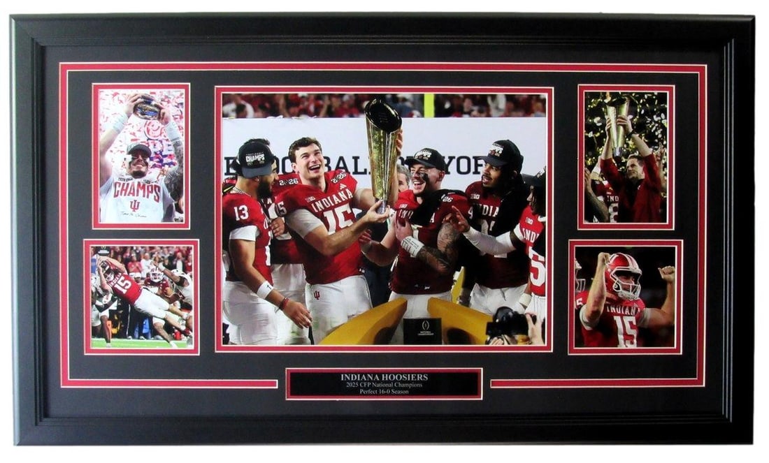 Indiana Hoosiers 2025 National Championship Photo Collage Framed 208227: Indiana Hoosiers 2025 National Championship Photo Collage Framed 208227 Item Specifics: Product: Photo Sport: Football Product Disclaimer: Not affiliated with any team or league. Signatures are unveri