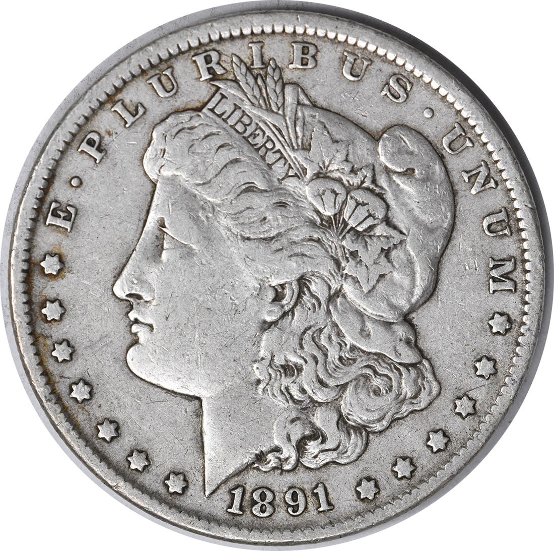 Morgan Silver Dollar 1891 VAM 2A Uncertified: Morgan Silver Dollar 1891 VAM 2A Uncertified The 1891 Morgan Silver Dollar, certified as Uncertified Circulated, boasts a rich history and a striking design. With its 90% silver and 10% copper composi
