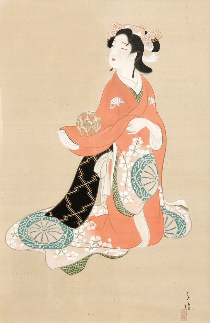 Bijin ga Framed Japanese Art Taisho Era Woodblock Print Temari Chigusa Kitani: Bijin ga Framed Japanese Art Taisho Era Woodblock Print Temari Chigusa Kitani Item Specifics: Artist: Kitani Chigusa Subject: Bijin-ga (Beautiful Woman) Material: Paper Wood Glass Style: Japanese Year