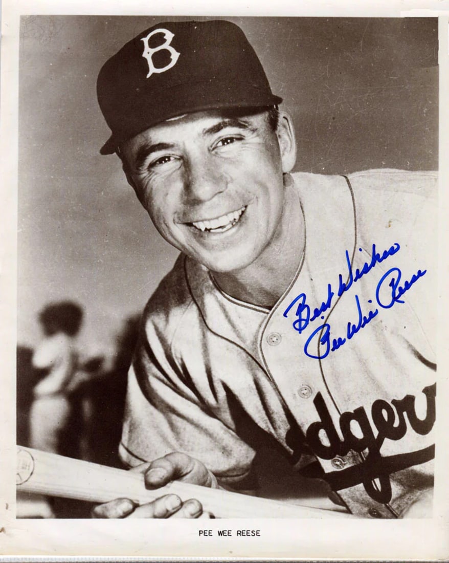 Pee Wee Reese Autographed Photo Certified 8x10 JSA: Pee Wee Reese Autographed Photo Certified 8x10 JSA 8x10 Pee Wee Reese Autographed Photo Certified by JSA. This JSA-certified photo features a signed image of Pee Wee Reese, a legendary baseball player