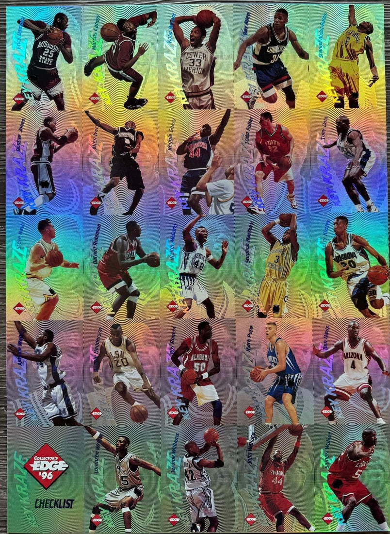 Collectors Edge Key Kraze Kobe Bryant Uncut Steve Nash Allen Iverson: Collectors Edge Key Kraze Kobe Bryant Uncut Steve Nash Allen Iverson 1996 Collectors Edge Key Kraze Uncut Sheet featuring RC cards of Kobe Bryant, Steve Nash, and Allen Iverson. This sheet showcases t