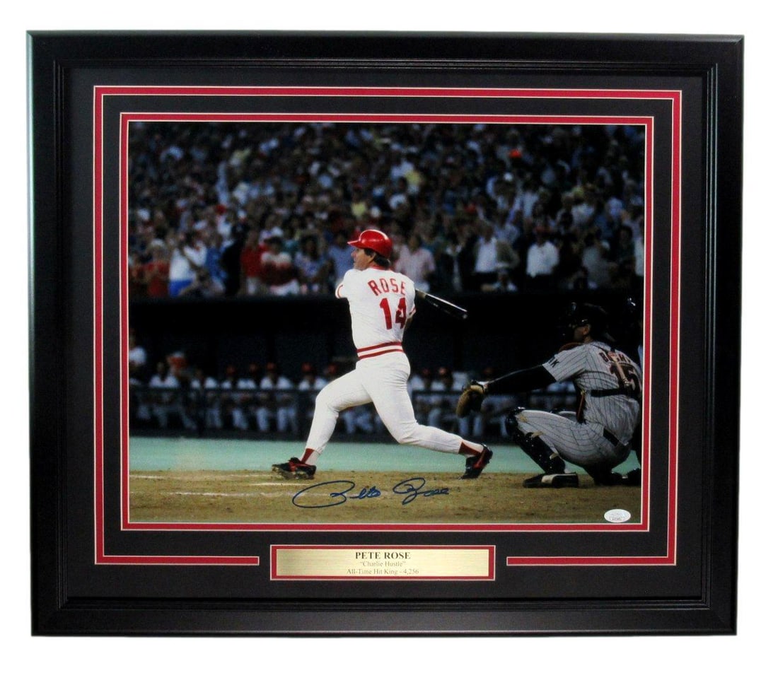 Pete Rose Autographed16x20 Photo Cincinnati Reds Framed JSA 193994: Pete Rose Autographed16x20 Photo Cincinnati Reds Framed JSA 193994 Item Specifics: Autograph Authentication: James Spence Authentication (JSA) Original/Reprint: Original Player: Pete Rose Product: Pho
