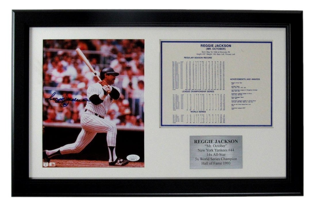 Reggie Jackson HOF Photo Autographed New York Yankees Framed JSA Stats: Reggie Jackson HOF Photo Autographed New York Yankees Framed JSA Stats Item Specifics: Autograph Authentication: JSA League: MLB Original/Reprint: Original Product: Photo Team: New York Yankees Signed