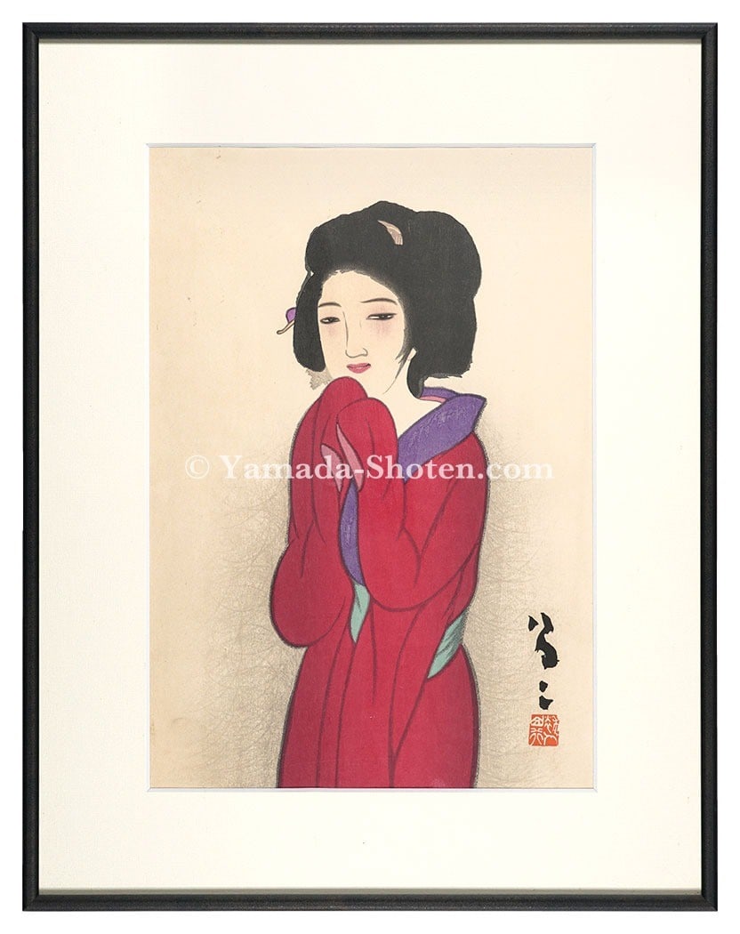 Takehisa Yumeji Woodblock Print Red Underrobe 1938 Kato Edition Limited 150: Takehisa Yumeji Woodblock Print Red Underrobe 1938 Kato Edition Limited 150 Item Specifics: Artist: Takehisa Yumeji Subject: Bijin-ga (Beautiful Woman) Material: Paper Style: Japanese Size: 43 x 31 cm