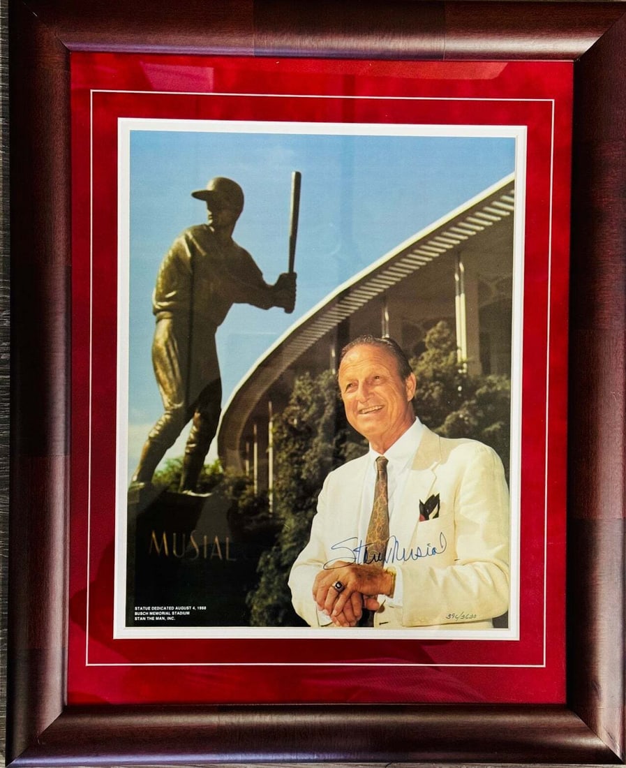 Stan Musial Autographed 11x14 Framed Photo #396/ 3630 (JSA): Stan Musial Autographed 11x14 Framed Photo #396/ 3630 (JSA) Stan Musial's sharpie signature across the front of this 11x14 framed photo adds a touch of authenticity to this unique piece of baseball hi