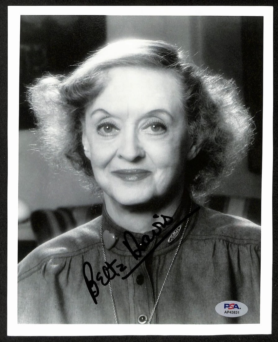 Actor Bette Davis Signed Autographed Vintage 8x10 B W Photo 196896: Actor Bette Davis Signed Autographed Vintage 8x10 B W Photo 196896 Bette Davis' iconic presence shines through in this vintage 8x10 black and white photo, signed by the legendary actress. The photo is