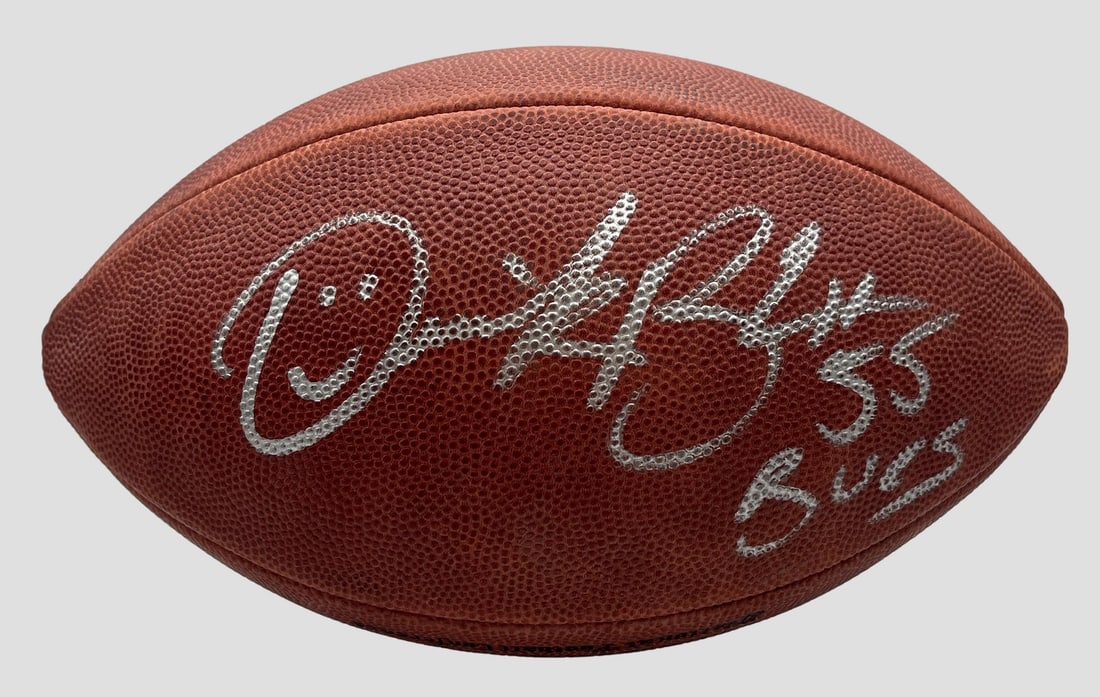 Derrick Brooks HOF Signed Inscribed NFL Football Leather 205450 JSA Tampa Bay: Derrick Brooks HOF Signed Inscribed NFL Football Leather 205450 JSA Tampa Bay Derrick Brooks, a legendary linebacker and member of the Pro Football Hall of Fame, has signed this official NFL football.