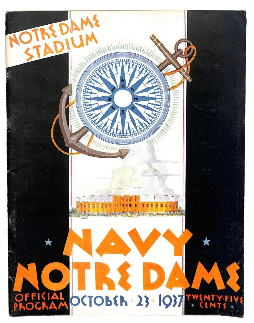 Navy vs College Notre Dame Program 10 23 1937: Navy vs College Notre Dame Program 10 23 1937 Original 1937 Navy vs College Notre Dame Football Program. This vintage program features the historic matchup between Navy and Notre Dame, a game that