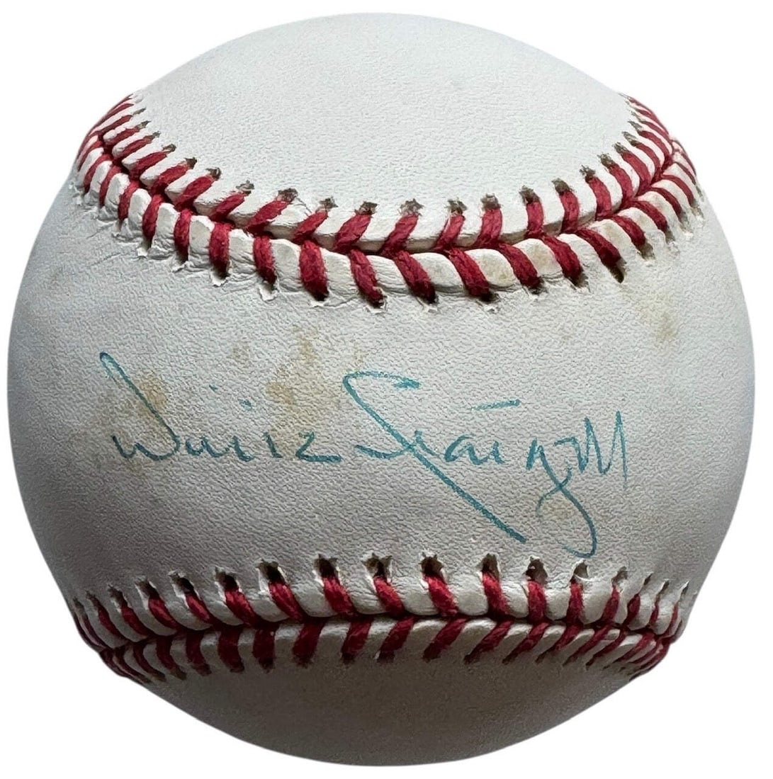 Willie Stargell Autographed Official National League Baseball (JSA): Willie Stargell Autographed Official National League Baseball (JSA) Willie Stargell's iconic blue pen signature across the sweet spot of an official National League Baseball, bearing the mark of James