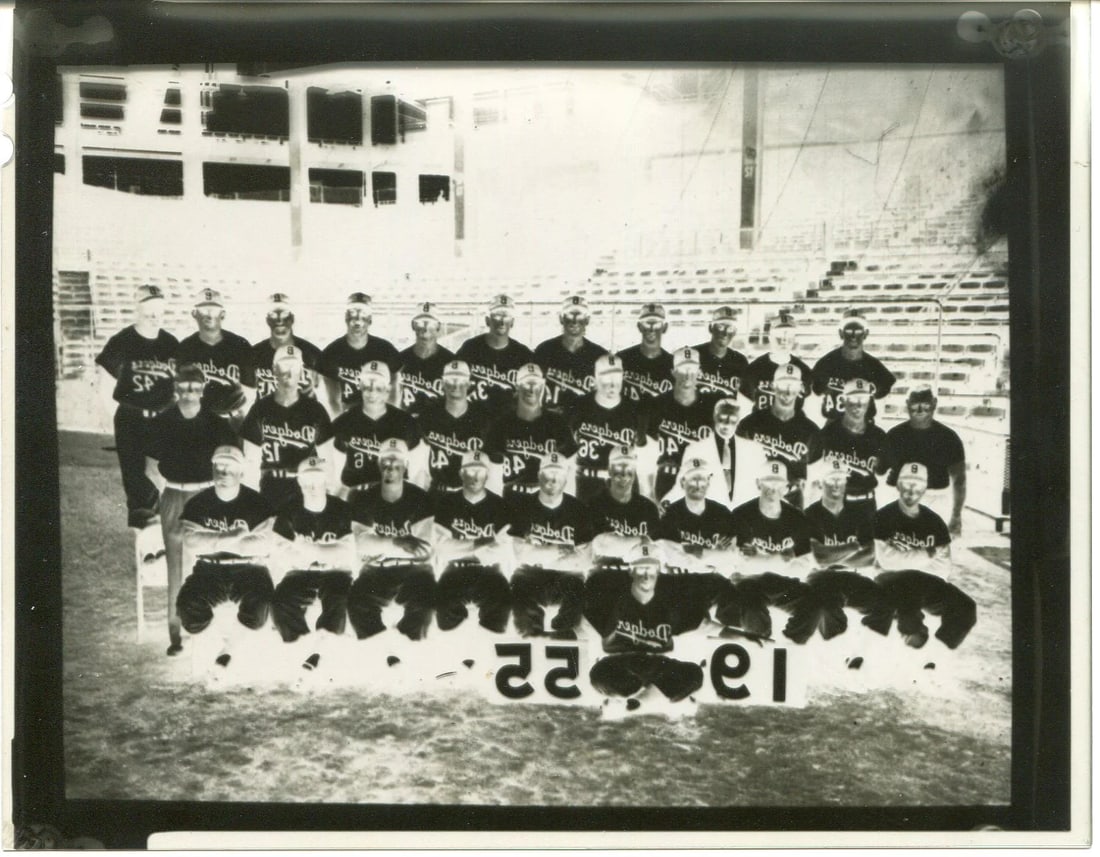 1955 Brooklyn Dodgers Football Team Type 1 Original Photograph: 1955 Brooklyn Dodgers Football Team Type 1 Original Photograph Original 1955 Brooklyn Dodgers Football Team Type 1 photograph, featuring the team in action, is included with a blown-up copy of the