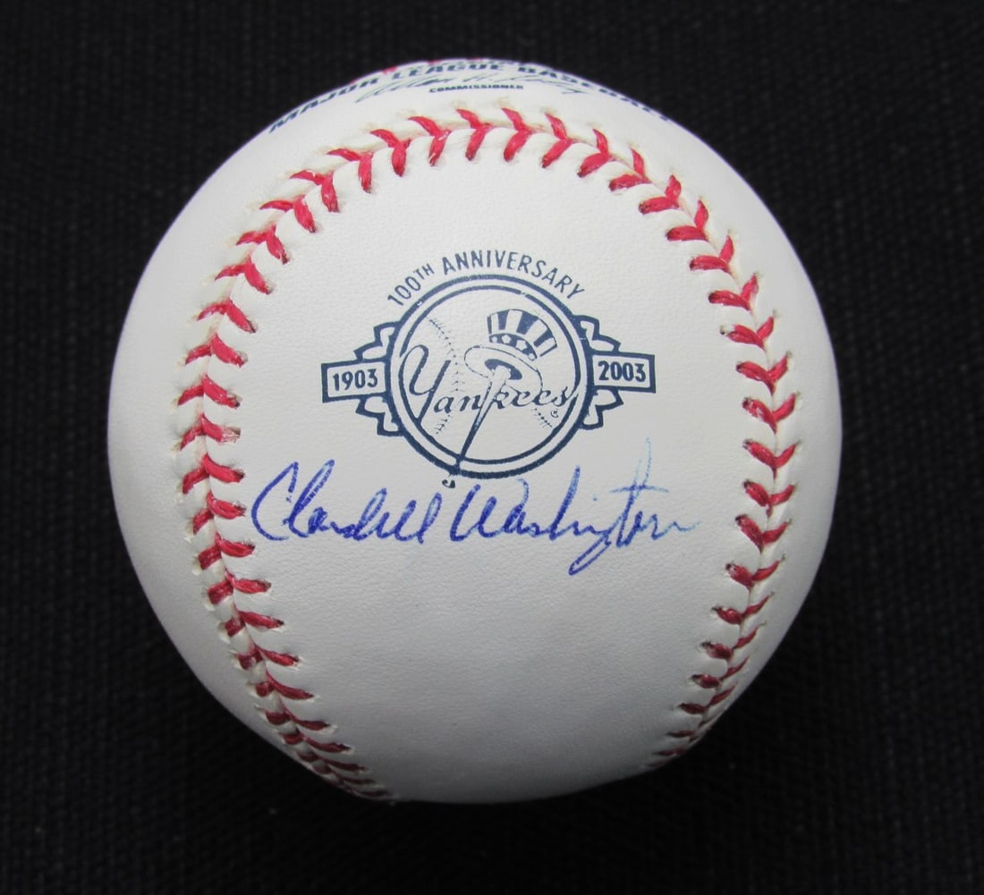 Signed Claudell Washington Auto Yankees Baseball 100th OML JSA 186786: Signed Claudell Washington Auto Yankees Baseball 100th OML JSA 186786 Item Specifics: Original/Reprint: Original Product: Ball Signed: Yes Sport: Baseball Team: New York Yankees Autograph Authenticati