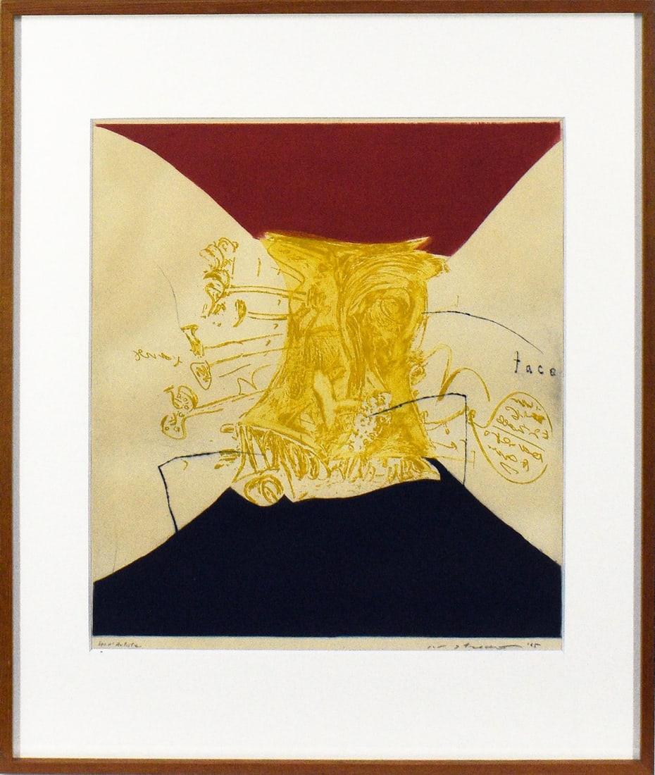 Ikeda Masuo 1965 Etching Yellow Face Signed EA Modern Art Japanese (1 of 9)