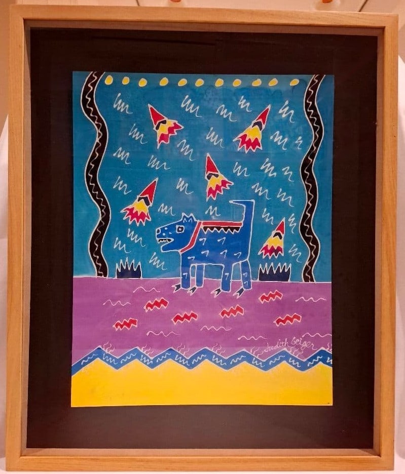Judith Geiger Signed Framed Dog Painting Silk Rocket Art: Judith Geiger Signed Framed Dog Painting Silk Rocket Art Item Specifics: Artist: Judith Geiger Unit Of Sale: Single Piece Signed By: Judith Geiger Size: Medium Signed: Yes Material: Acrylic Fabric Fra