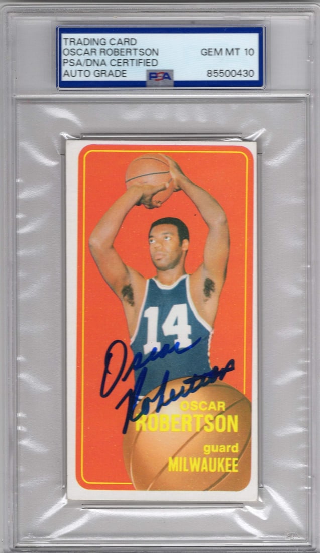 Oscar Robertson 1970 Topps 100 PSA Auto Grade GEM MET 10 Card (1 of 2)