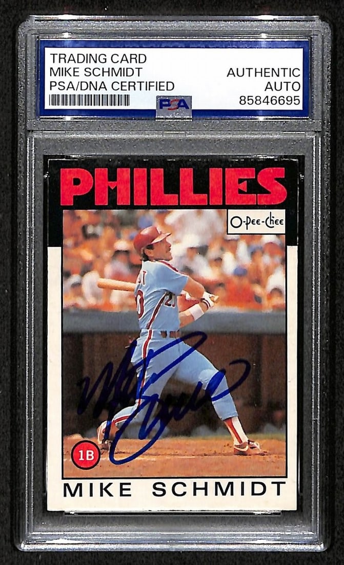 Mike Schmidt 1986 O-Pee-Chee OPC Card #200 Phillies HOF Signed PSA/ DNA 209379 (1 of 2)