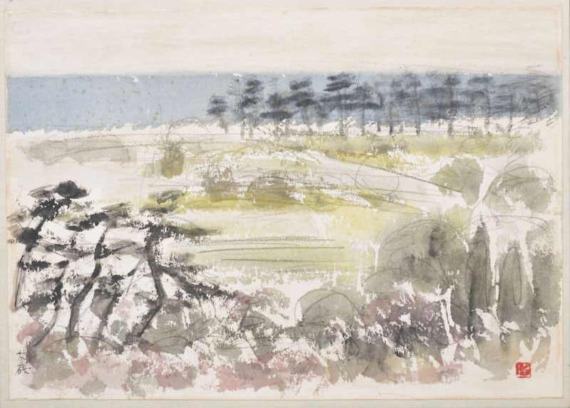 Japanese Nihonga Art Framed Woodblock Print Landscape Oiso Kyujin Yamamoto: Japanese Nihonga Art Framed Woodblock Print Landscape Oiso Kyujin Yamamoto Item Specifics: Artist: Yamamoto Kyujin Subject: Landscape Oiso Coastal Scene Material: Paper Style: Japanese Year Of Product