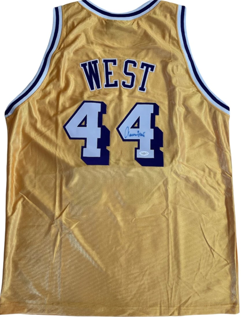 Jerry West Autographed Los Angeles Lakers Custom Gold Jersey (JSA): Jerry West Autographed Los Angeles Lakers Custom Gold Jersey (JSA) Item Specifics: Brand: James Spence Authentication (JSA) Jerry West Autographed Los Angeles Lakers XL Athleticknit Jersey Signed in b