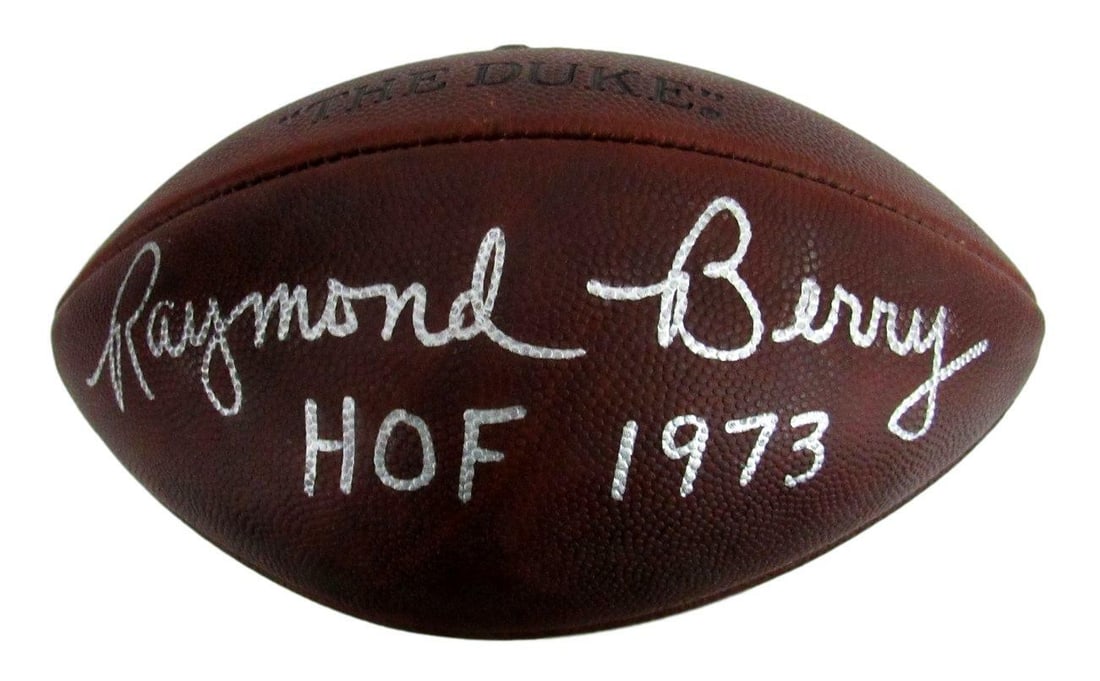 Raymond Berry Signed Football Official Leather Duke HOF Autographed JSA 152836: Raymond Berry Signed Football Official Leather Duke HOF Autographed JSA 152836 Signed by NFL legend Raymond Berry, this official leather football is a unique piece of football history. The Baltimore C