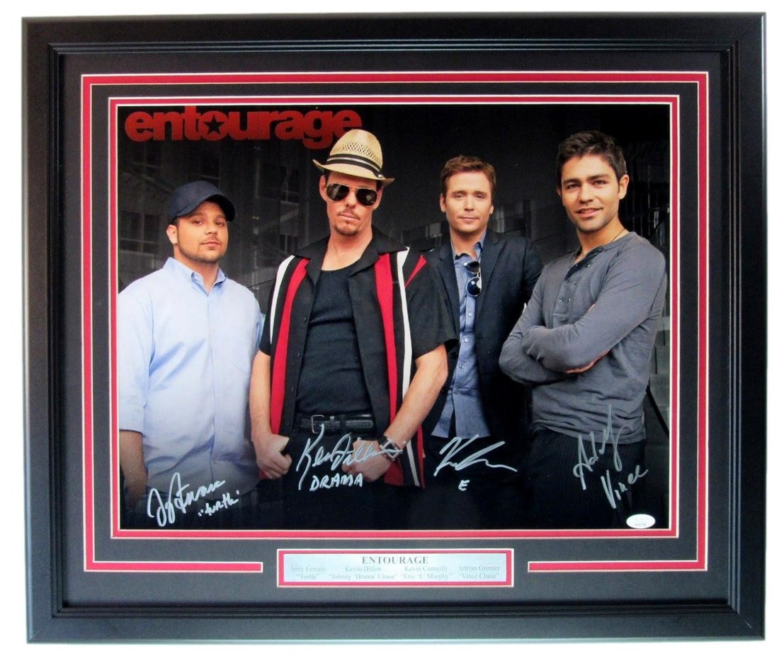 Entourage Multi-signed/ Inscribed by 4 Cast Members 16x20 Photo Framed JSA 205654: Entourage Multi-signed/ Inscribed by 4 Cast Members 16x20 Photo Framed JSA 205654 Item Specifics: Autograph Authentication: James Spence (JSA) Industry: Movies Object Type: Photograph Original/Reprodu