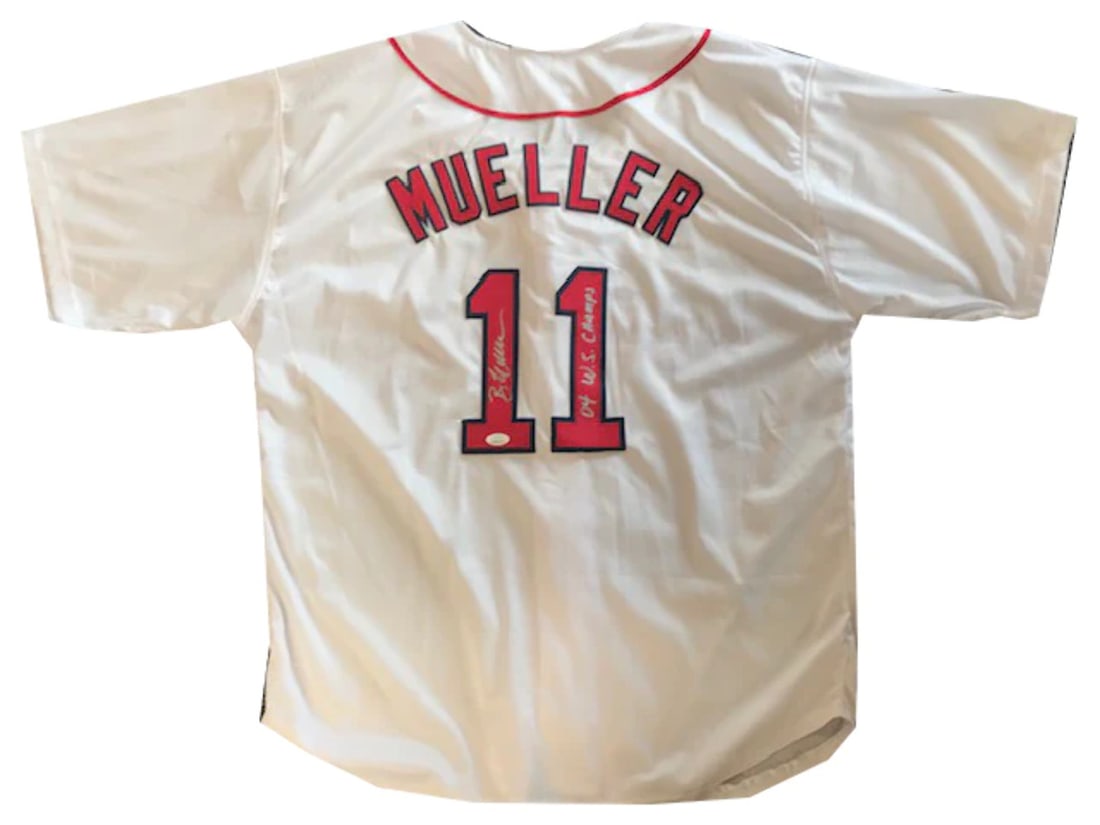 Mueller Bill Autographed "04 Champs WS" Sox Red Boston Jersey (JSA): Mueller Bill Autographed "04 Champs WS" Sox Red Boston Jersey (JSA) Item Specifics: Brand: James Spence Authentication (JSA) Bill Mueller Autographed "04 WS Champs" Boston Red Sox Jersey (JSA) Signed 
