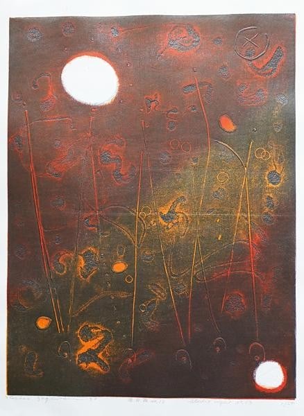 Hand Signed Starlit Night 50 Ed 1 Hagiwara 1980 Woodblock Print: Hand Signed Starlit Night 50 Ed 1 Hagiwara 1980 Woodblock Print Item Specifics: Artist: Hideo Hagiwara Subject: Abstract Art Material: Paper Style: Japanese Size: 73.4 x 52 cm Year Of Production: 1913